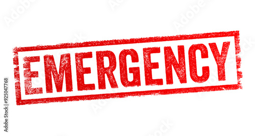 Emergency - refers to a sudden, unexpected, and often dangerous situation that requires immediate action, text concept stamp