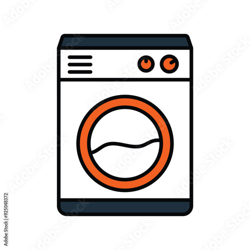 washing machine color line icon with white background vector stock illustration