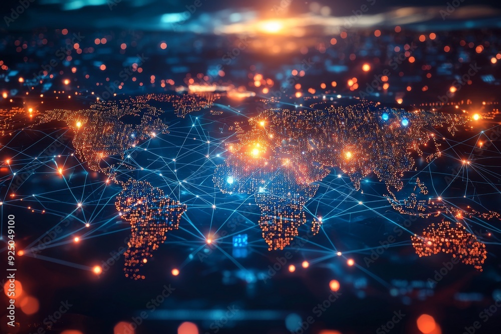 Global Digital Business Network Connection Illustration created with Generative AI Global Digital Business Network Connection Illustration created with Generative AI