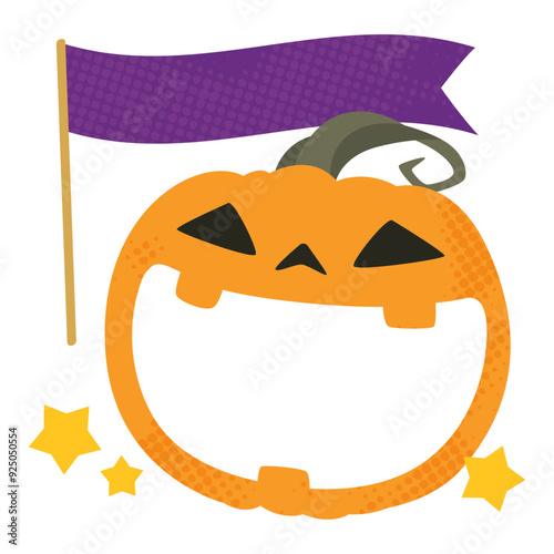 ハロウィンのジャック・オー・ランタンとフラッグ