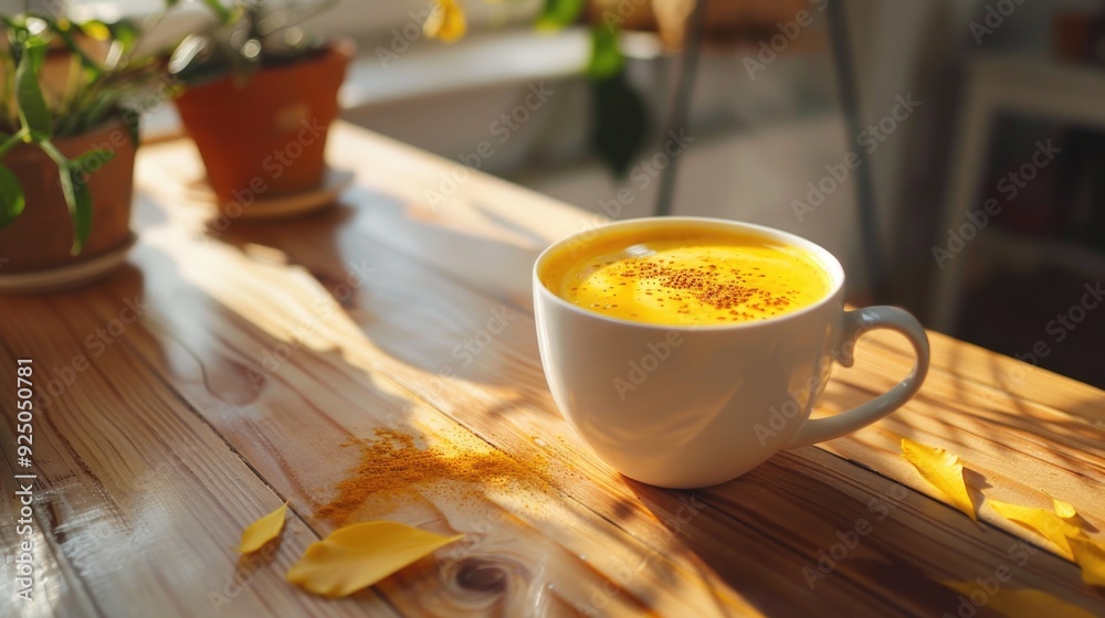 A delicious warm beverage with spices and a sprinkle of sugar, served in a cozy setting. A delicious warm beverage with spices and a sprinkle of sugar, served in a cozy setting.