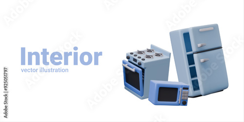 Vector interior elements. Isolated templates of household electrical appliances