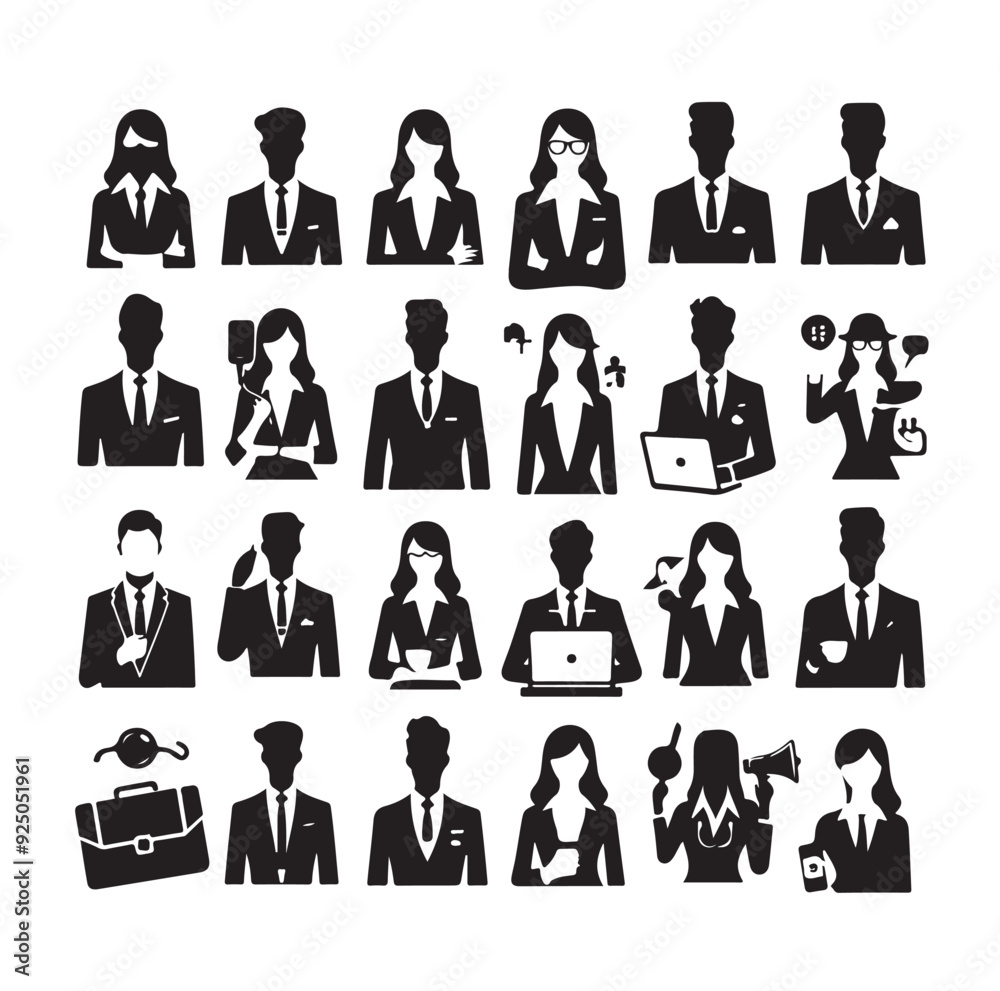 Business avatars set silhouette vector illustration Business avatars set silhouette vector illustration
