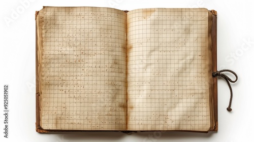 An open ledger mock up displays meticulously handwritten notes and calculations, showcasing historical record-keeping and documentation techniques