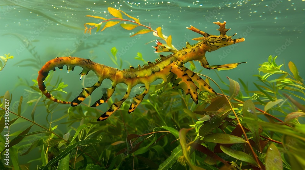 Obraz premium Camouflaged Underwater Creature with Vibrant Tentacles Thriving in Aquatic Ecosystem