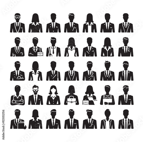 Business avatars set silhouette vector illustration