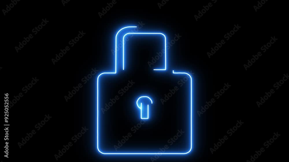 lock key animation with black color background,Lock logo icon with neon glowing line lock key animation with black color background,Lock logo icon with neon glowing line