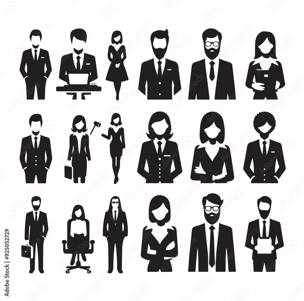 Business avatars set silhouette vector illustration Business avatars set silhouette vector illustration