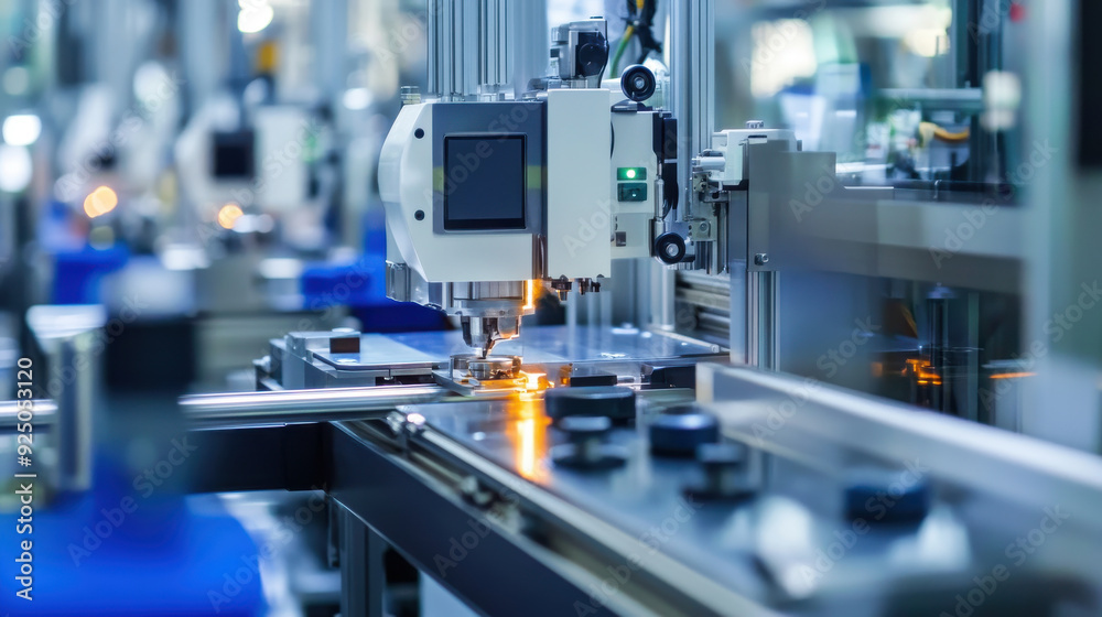 Advanced machinery in action on a home appliance production line Advanced machinery in action on a home appliance production line