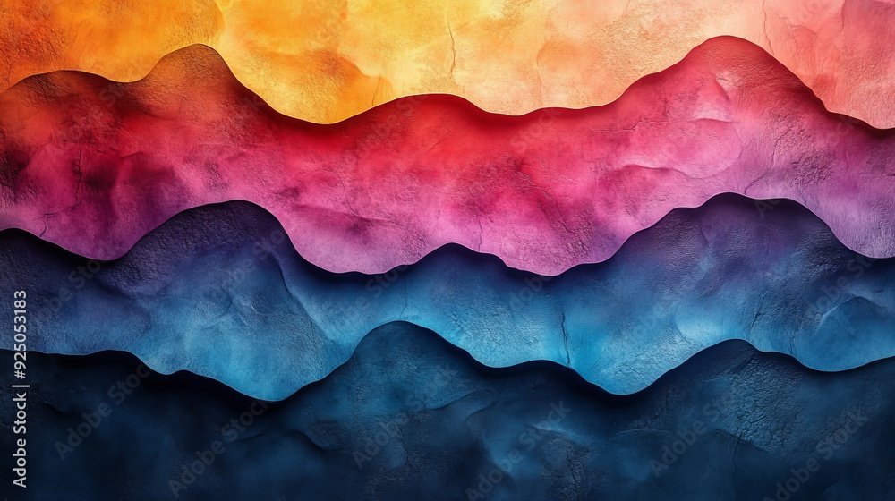 A colorful mountain range with blue, red, and yellow colors A colorful mountain range with blue, red, and yellow colors