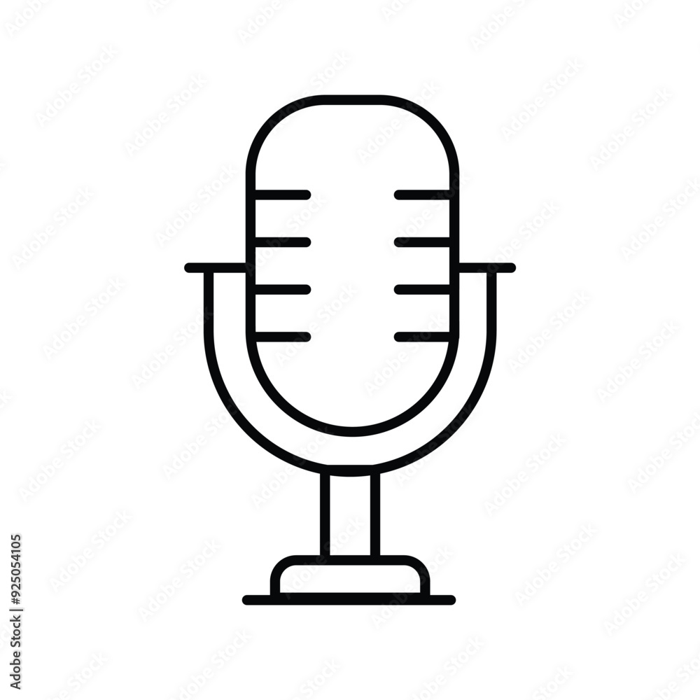 microphone line icon with white background vector stock illustration