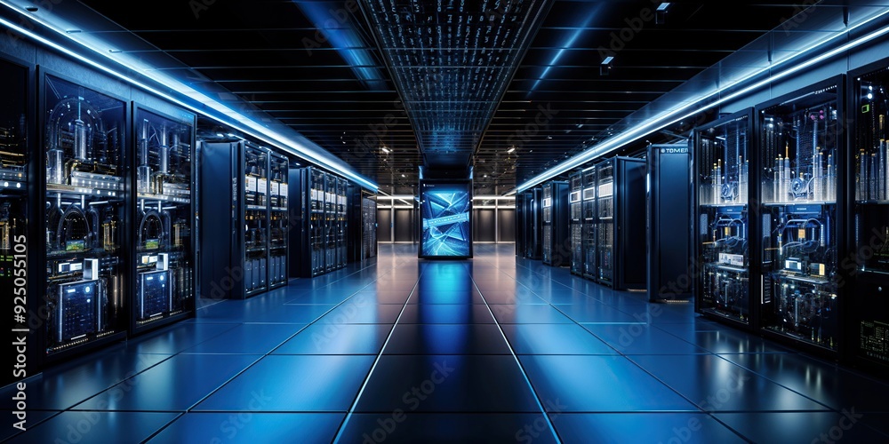 Fototapeta premium Big Data Center view from Warehouse Servers room