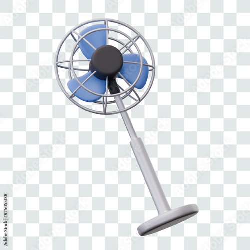 Realistic floor fan. Electric device for airing and cooling room