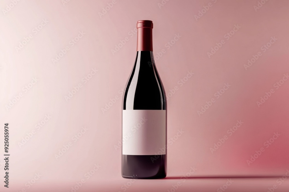 Modern wine bottle mockup with a chic design and minimalist label on a soft gradient background Modern wine bottle mockup with a chic design and minimalist label on a soft gradient background