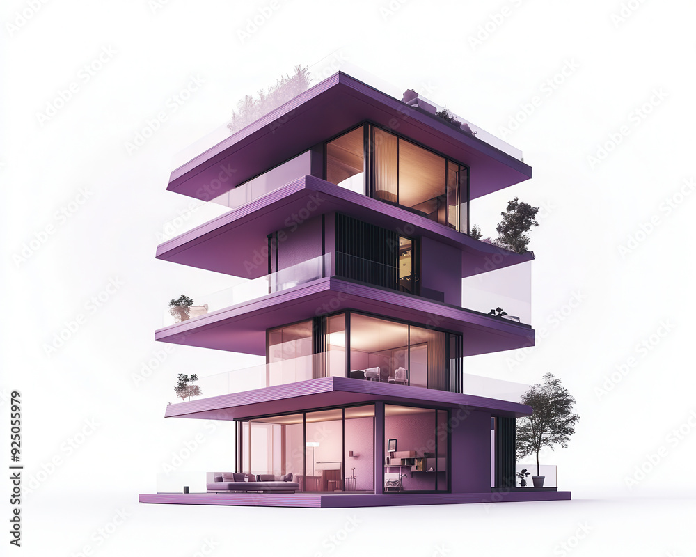 Professional 3d generated unique house architecture, ad mockup, isolated on a white background. Professional 3d generated unique house architecture, ad mockup, isolated on a white background.