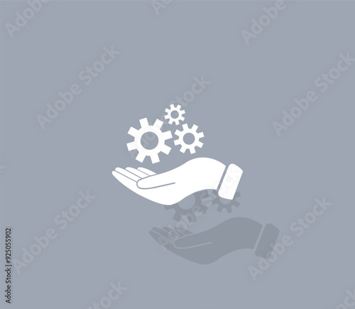Vector icon of white color with shadow on gray background