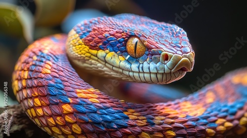 A snake in the process of shedding its skin, revealing a fresh, vibrant layer underneath, symbolizing renewal and growth.