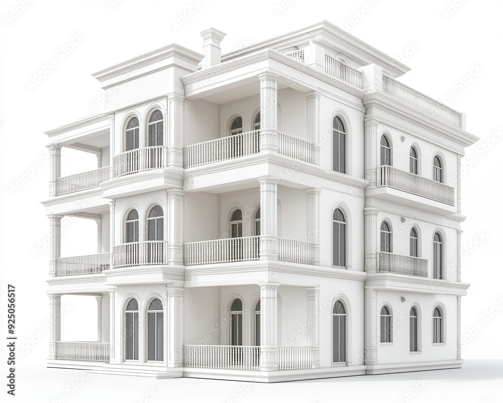 Fototapeta premium Professional 3d generated unique house architecture, ad mockup, isolated on a white background.