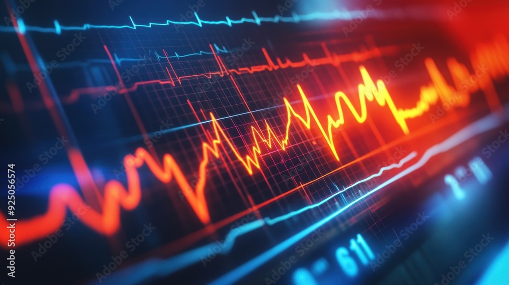 Monitoring Vital Signs: Close-up of EKG Displaying Patient's Heart Rate Monitoring Vital Signs: Close-up of EKG Displaying Patient's Heart Rate