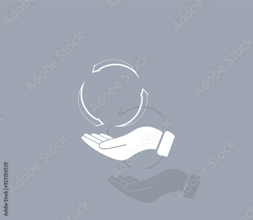 Vector icon of white color with shadow on gray background