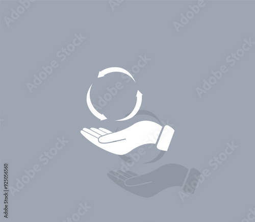 Vector icon of white color with shadow on gray background