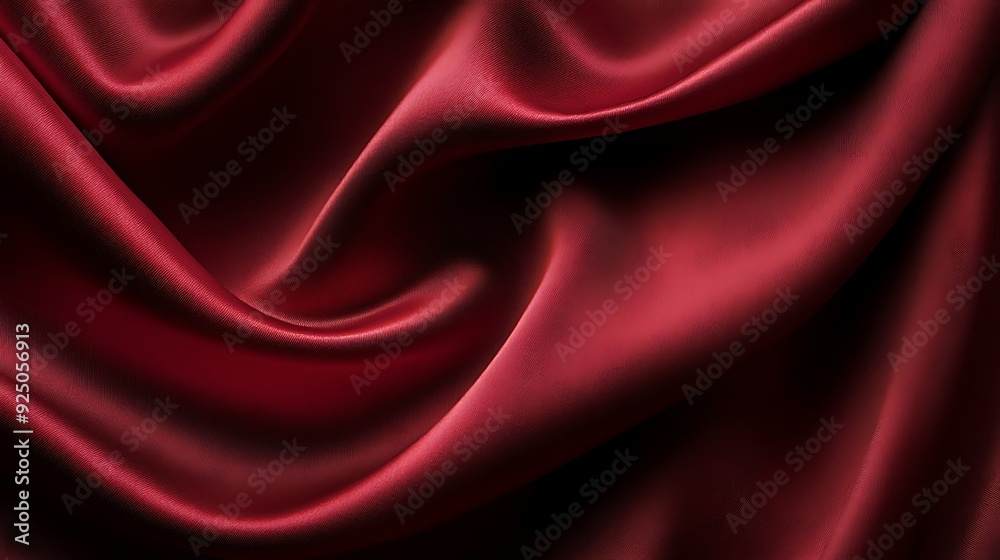 Soft Silk Fabric Texture in Deep Crimson with Gentle Curve and Luxurious Appearance Soft Silk Fabric Texture in Deep Crimson with Gentle Curve and Luxurious Appearance