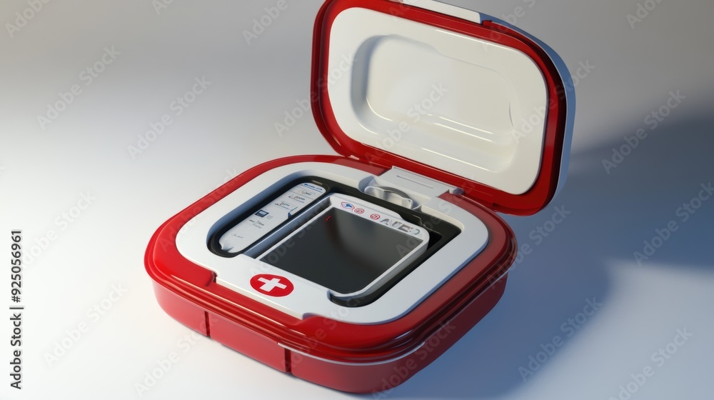 Cutting-Edge Technology: Automatic External Defibrillator (AED) with Open Lid Cutting-Edge Technology: Automatic External Defibrillator (AED) with Open Lid