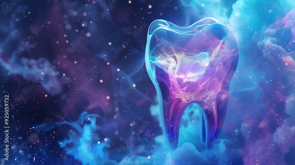 Cosmic Tooth: A Mystical Dental Illustration Cosmic Tooth: A Mystical Dental Illustration