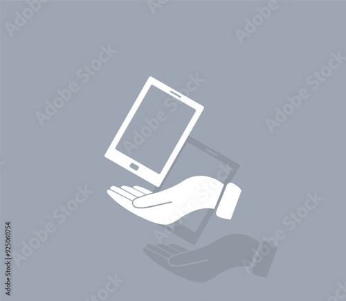 Vector icon of white color with shadow on gray background