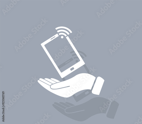 Vector icon of white color with shadow on gray background