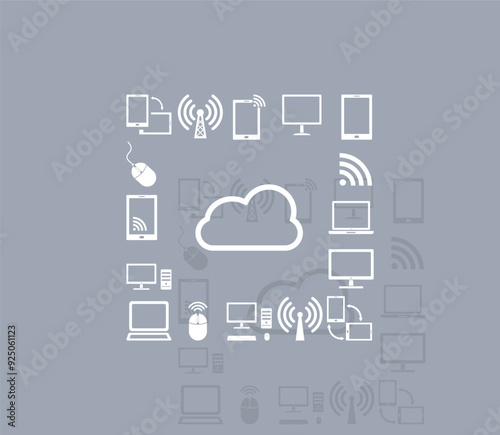 Vector icon of white color with shadow on gray background