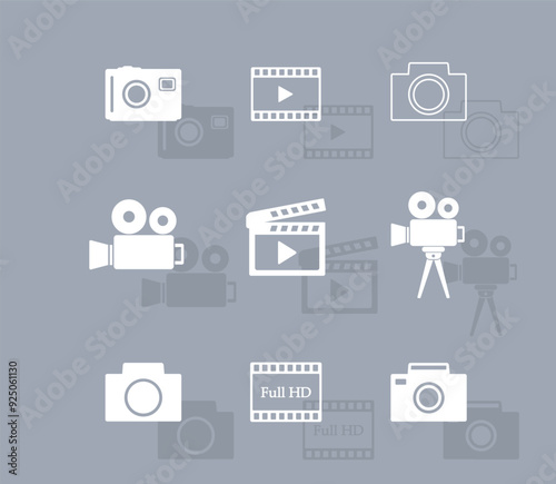 Vector icon of white color with shadow on gray background