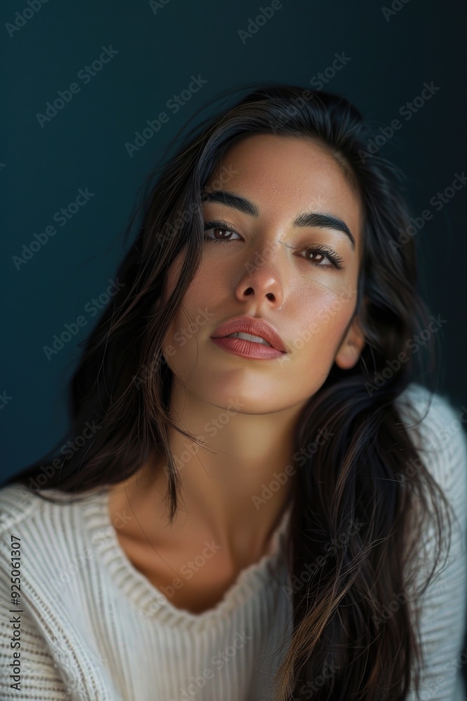 Portrait of smiling woman in soft lighting Portrait of smiling woman in soft lighting