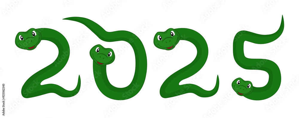 Snakes in the form of numbers 2025. Vector inscription for the New Year. Numbers of the year in the form of a snake symbol sign 2025. Zodiac signs according to the Chinese calendar. Snakes in the form of numbers 2025. Vector inscription for the New Year. Numbers of the year in the form of a snake symbol sign 2025. Zodiac signs according to the Chinese calendar.