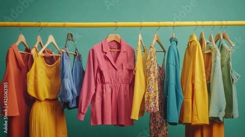 Second hand wardrobe idea. Circular fashion, eco friendly sustainable shopping, thrifting shop concept. Woman outfit