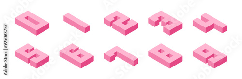 Pink 3D isometric numbers.