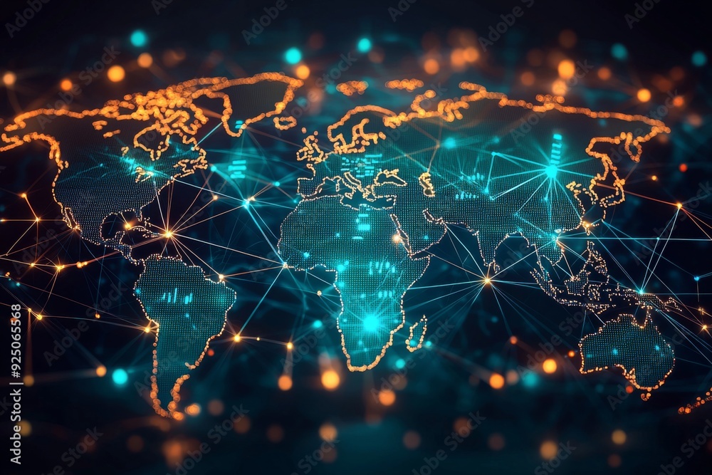 Global Digital Business Network Connection Illustration created with Generative AI Global Digital Business Network Connection Illustration created with Generative AI