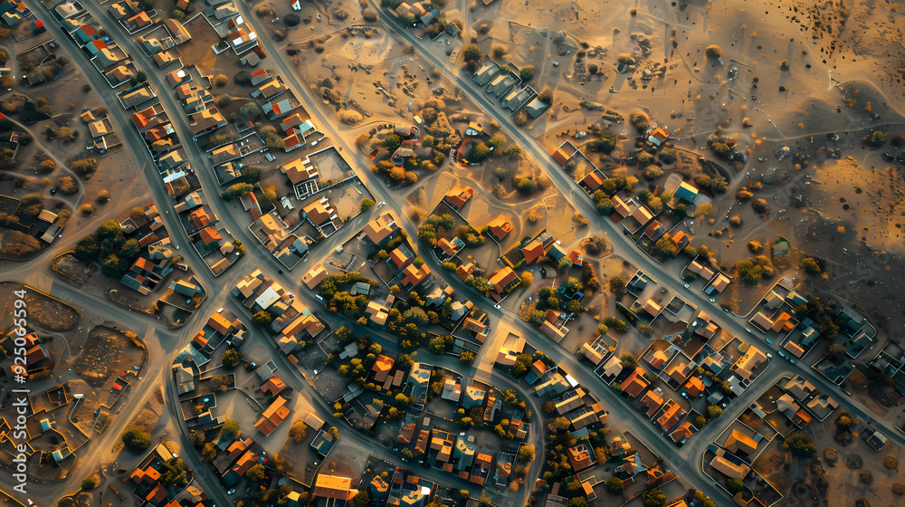 Drone view of Desert city ,vector image style Drone view of Desert city ,vector image style