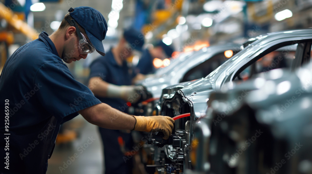 Assembly line workers ensuring precision in every step of car ...