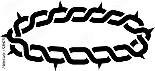 Thorn crown sign. Silhouette icon.