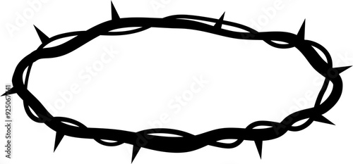 Thorn crown sign. Silhouette symbol.