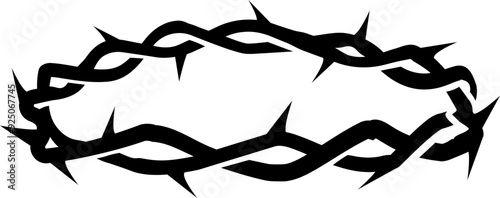 Thorn crown icon. Silhouette sign.
