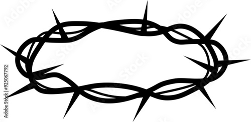 Crown thorn style. Silhouette sign.