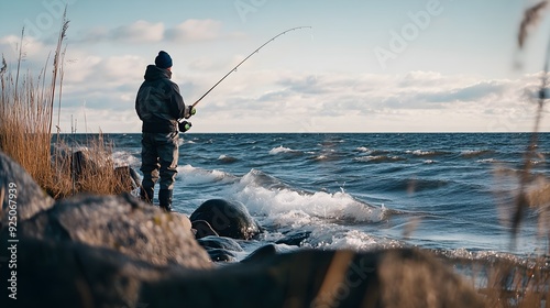 Baltic Sea Trout Fishing: Anglers on the Serene Coastline