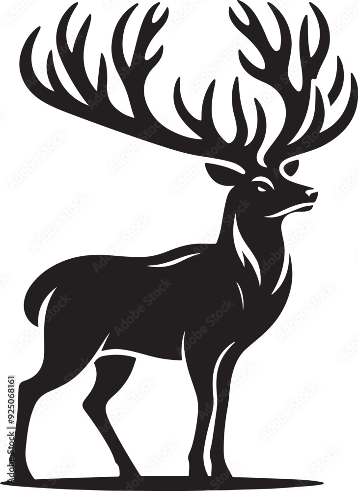 A deer silhouette captures the elegant outline of a deer, emphasizing its antlers and stance.
A deer silhouette captures the elegant outline of a deer, emphasizing its antlers and stance.