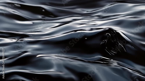 Black liquid flowing. Dark ocean waves surface animated background.