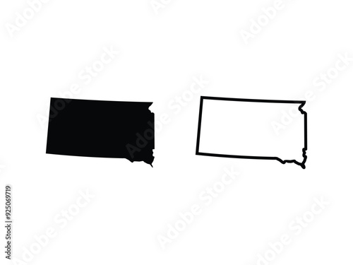 South Dakota maps vector isolated on a transparent background