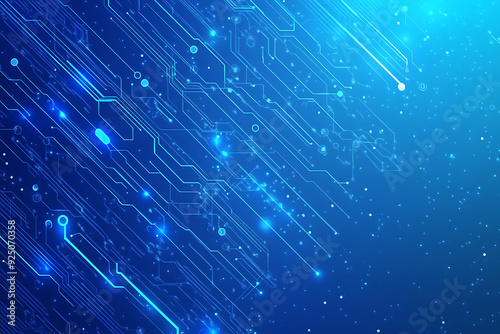 Wallpaper Mural Futuristic vector illustration of a blue circuit board with intricate digital tech elements, perfect for advanced technology backgrounds. Torontodigital.ca