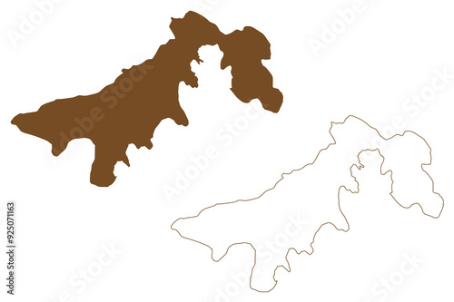 Alexandra Land island (Russia, Russian Federation, Franz Josef Land archipelago) map vector illustration, scribble sketch Zemlya Aleksandry map