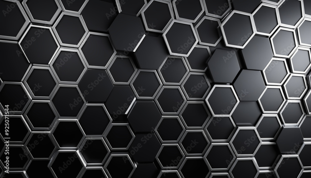 Hexagonal abstract metal background with light_6 Generative AI Hexagonal abstract metal background with light_6 Generative AI